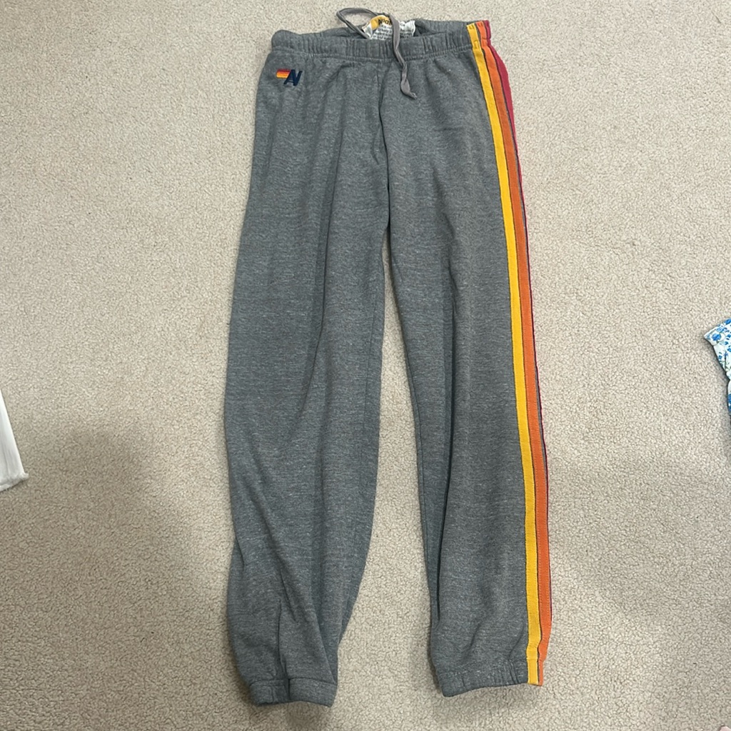 Aviator Nation Gray 5 Striped Signature Sweats Aviator Nation Gray 5 Striped Signature Sweats